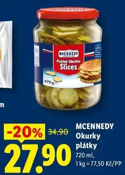 Lidl MCENNEDY Okurky plátky, 720 m nabídka