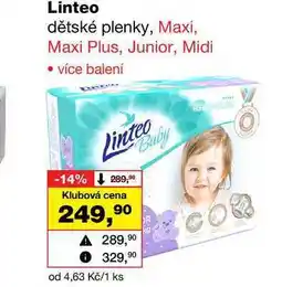 Barvy a laky drogerie Linteo dětské plenky, Maxi, Maxi Plus, Junior, Midi nabídka