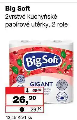 Barvy a laky drogerie Big Soft 2vrstvé kuchyňské papírové utěrky, 2 role nabídka
