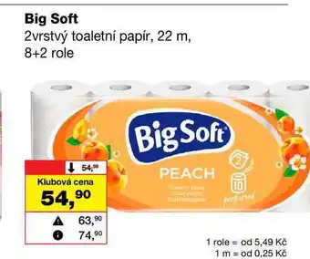 Barvy a laky drogerie Big Soft 2vrstvý toaletní papír, 22 m, 8+2 role nabídka
