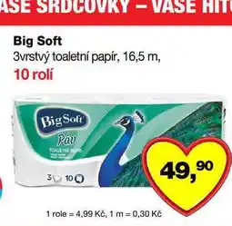 Barvy a laky drogerie Big Soft 3vrstvý toaletní papír, 16,5 m, 10 rolí nabídka