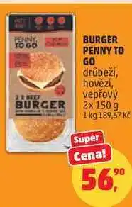 Penny Market BURGER PENNY TO GO drůbeží, hovězí, vepřový nabídka