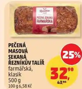 Penny Market PEČENÁ MASOVÁ SEKANÁ ŘEZNÍKŮV TALÍŘ farmářská nabídka