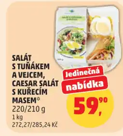 Penny Market Salát s tuňákem a vejcem, caesar salát s kuřecím masem nabídka