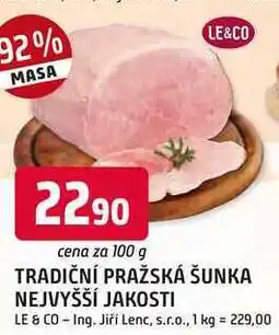 Trefa LE & CO TRADIČNÍ PRAŽSKÁ ŠUNKA NEJVYŠŠÍ JAKOSTI nabídka