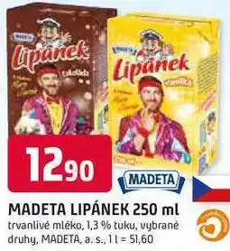 Trefa MADETA LIPÁNEK 250 ml trvanlivé mléko, 1,3% tuku nabídka