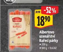 Albert Albertovo uzenářství Kuřecí párky nabídka
