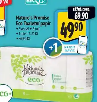 Albert Nature's Promise Eco Toaletní papír 3vrstvý 8 rolí nabídka