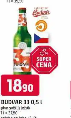 Trefa BUDVAR 33 0,5 L pivo světlý ležák nabídka