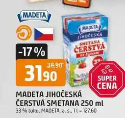 Trefa MADETA JIHOČESKÁ ČERSTVÁ SMETANA 250 ml 33% tuku nabídka