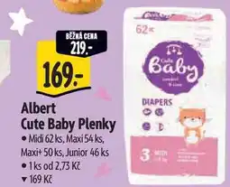 Albert Albert Cute Baby Plenky - Midi 62 ks, Maxi 54 ks, Maxi+ 50 ks, Junior 46 ks nabídka