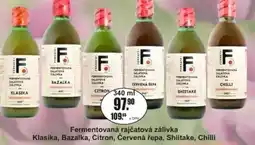 Adam Fermentovaná rajčatová zálivka Klasika, Bazalka, Citron, Červená řepa, Shiitake, Chilli nabídka