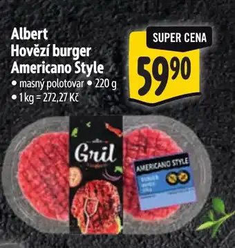 Albert Albert Hovězí burger Americano Style nabídka