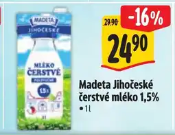 Albert Madeta Jihočeské čerstvé mléko 1,5% nabídka