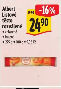 Albert Albert Listové testo rozválené nabídka