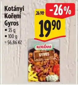Albert Kotányi Koření Gyros nabídka