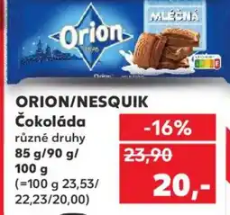 Kaufland ORION/NESQUIK Čokoláda nabídka