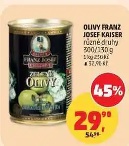 Penny Market OLIVY FRANZ JOSEF KAISER různé druhy, 300/130 g nabídka