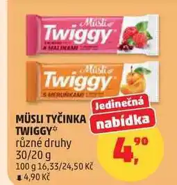 Penny Market MÜSLI TYČINKA TWIGGY nabídka různé druhy, 30/20 g nabídka