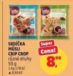Penny Market SRDÍČKA MÜSLI CRIP CROP různé druhy nabídka