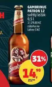 Penny Market GAMBRINUS PATRON 12 světlý ležák nabídka
