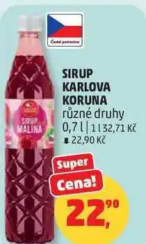 Penny Market SIRUP KARLOVA KORUNA různé druhy nabídka