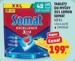 Penny Market TABLETY DO MYČKY 3V1 LEMON SOMAT, 48 ks nabídka
