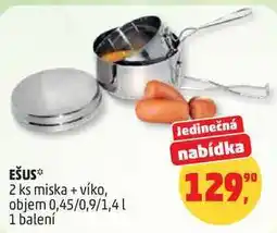 Penny Market EŠUS, 2 ks miska + víko, objem 0,45/0,9/1,4 l, 1 balení nabídka