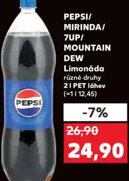 Kaufland PEPSI/ MIRINDA/ 7UP/ MOUNTAIN DEW Limonáda nabídka