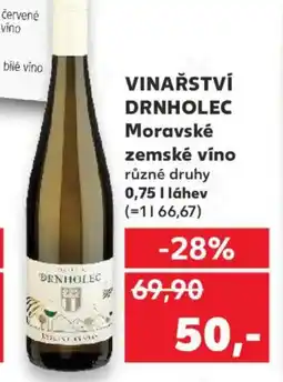 Kaufland VINAŘSTVÍ DRNHOLEC Moravské zemské víno nabídka