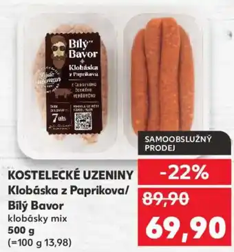 Kaufland KOSTELECKÉ UZENINY Klobáska z Paprikova/ Bílý Bavor nabídka
