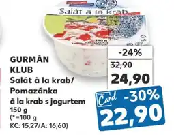 Kaufland GURMÁN KLUB Salát à la krab/ Pomazánka à la krab s jogurtem nabídka