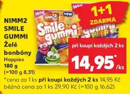 Kaufland NIMM2 SMILE GUMMI Želé bonbóny Happies 180 g nabídka