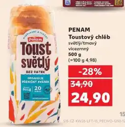 Kaufland PENAM Toustový chléb světlý/tmavý vícezrnný nabídka