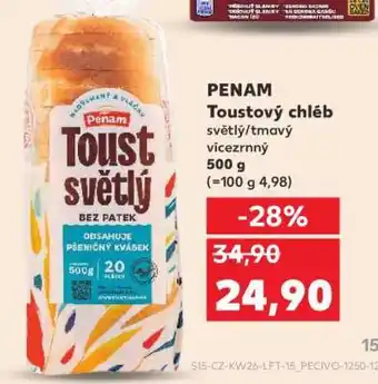 Kaufland PENAM Toustový chléb světlý/tmavý vícezrnný nabídka