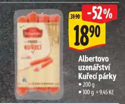 Albert Albertovo uzenářství Kuřecí párky nabídka