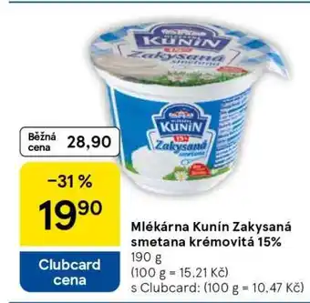Tesco Mlékárna Kunín Zakysaná smetana krémovitá 15% nabídka