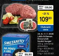 Tesco Láďa Grileman Dvouručák hovězí burger nabídka