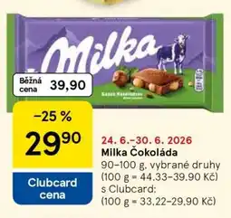 Tesco Milka Čokoláda nabídka
