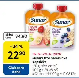 Tesco Sunar Ovocná kašička Kapsička nabídka