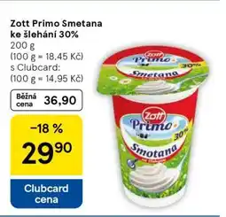 Tesco ZOTT PRIMO Smetana ke šlehání 30% nabídka