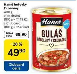 Tesco Hamé hotovky Economy nabídka