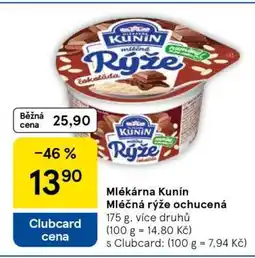 Tesco Mlékárna Kunín Mléčná rýže ochucená nabídka