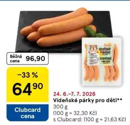 Tesco Vídeňské párky pro děti nabídka