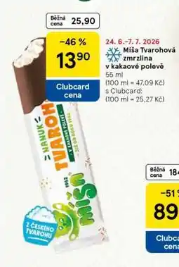 Tesco Míša Tvarohová Zmrzlina v kakaové polevě nabídka