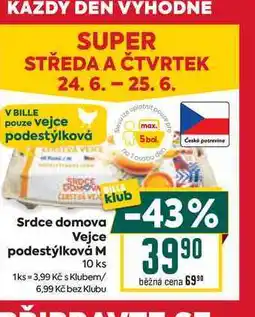 Billa Srdce domova Vejce podestýlková M 10 ks nabídka