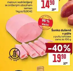 Billa Šunka dušená v páře z pultu lahůdek cena za nabídka