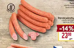 Billa Štýrské párečky z pultu lahůdek cena za nabídka