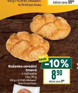 Billa Raženka cereální tmavá z naší pece 1ks nabídka