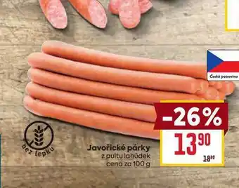 Billa Javořické párky z pultu lahůdek cena za nabídka